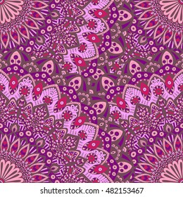 Seamless pattern mandala ornament. Vintage decorative elements. Hand drawn oriental background. Tribal motifs.