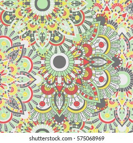 Seamless pattern mandala ornament. Vintage decorative elements. Hand drawn oriental background. Tribal motifs.