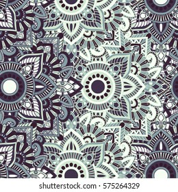 Seamless pattern mandala ornament. Vintage decorative elements. Hand drawn oriental background. Tribal motifs.