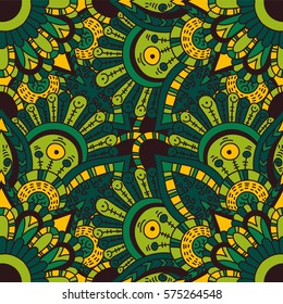 Seamless pattern mandala ornament. Vintage decorative elements. Hand drawn oriental background. Tribal motifs.