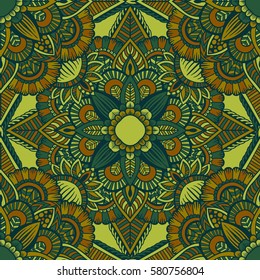 Seamless pattern mandala ornament. Vintage decorative elements. Hand drawn oriental background. Tribal motifs.