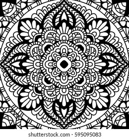 Seamless pattern mandala ornament. Vintage decorative elements. Hand drawn oriental background. Tribal motifs.