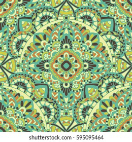 Seamless pattern mandala ornament. Vintage decorative elements. Hand drawn oriental background. Tribal motifs.