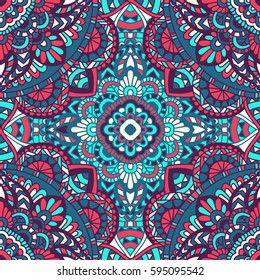 Seamless pattern mandala ornament. Vintage decorative elements. Hand drawn oriental background. Tribal motifs.