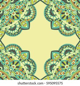 Seamless pattern mandala ornament. Vintage decorative elements. Hand drawn oriental background. Tribal motifs.