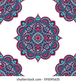 Seamless pattern mandala ornament. Vintage decorative elements. Hand drawn oriental background. Tribal motifs.