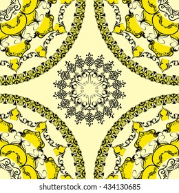 Seamless pattern with mandala for printing on fabric or paper. Hand drawn background. Islam, Arabic, Indian, ottoman motifs.