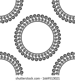 Seamless pattern with mandala round circular ornament, geometric floral pattern, decorative repeating fabric texture. Tribal ethnic motif, vector abstract background