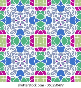 Seamless pattern with mandala round circular ornament, geometric floral pattern, decorative repeating fabric texture. Tribal ethnic motif, vector abstract background

