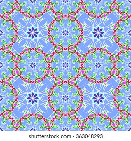 Seamless pattern with mandala round circular ornament, geometric floral pattern, decorative repeating fabric texture. Tribal ethnic motif, vector abstract background
