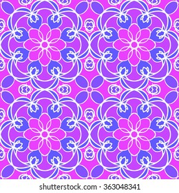 Seamless pattern with mandala round circular ornament, geometric floral pattern, decorative repeating fabric texture. Tribal ethnic motif, vector abstract background
