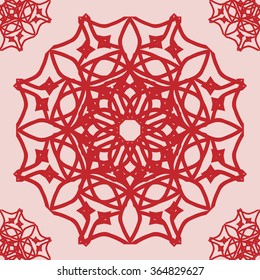Seamless pattern with mandala round circular ornament, geometric floral pattern, decorative repeating fabric texture. Tribal ethnic motif, vector abstract background