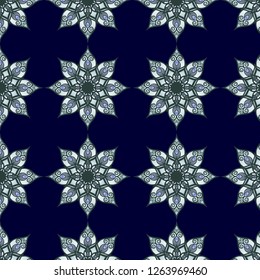 Seamless pattern. Mandala vector design element. Golden round ornament decoration. Stylized floral motif. Islamic, Arab, Indian, Ottoman, Asian motifs. Vector graphics.
