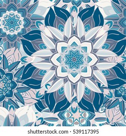 Seamless pattern with mandala. Vintage decorative elements. Hand drawn background. Islam, Arabic, Indian, ottoman motifs. Perfect for printing on fabric or paper