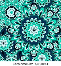 Seamless pattern with mandala. . Vintage decorative elements. Hand drawn background. Islam, Arabic, Indian, ottoman motifs. Perfect for printing on fabric or paper