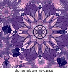 Seamless pattern with mandala. Vintage decorative elements. Hand drawn background. Islam, Arabic, Indian, ottoman motifs. Perfect for printing on fabric or paper