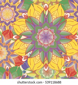 Seamless pattern with mandala. Vintage decorative elements. Hand drawn background. Islam, Arabic, Indian, ottoman motifs. Perfect for printing on fabric or paper