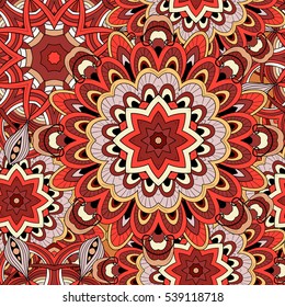 Seamless pattern with mandala. . Vintage decorative elements. Hand drawn background. Islam, Arabic, Indian, ottoman motifs. Perfect for printing on fabric or paper