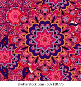 Seamless pattern with mandala. . Vintage decorative elements. Hand drawn background. Islam, Arabic, Indian, ottoman motifs. Perfect for printing on fabric or paper