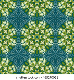 Seamless pattern with mandalas in beautiful colors for your design. Vector background