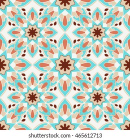 Seamless pattern with mandalas in beautiful colors for your design. Vector background