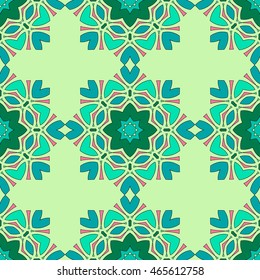 Seamless pattern with mandalas in beautiful colors for your design. Vector background