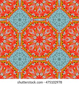 Seamless pattern with mandalas in beautiful colors for your design. Vector background
