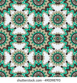 Seamless pattern with mandalas in beautiful colors for your design. Vector background