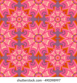 Seamless pattern with mandalas in beautiful colors for your design. Vector background