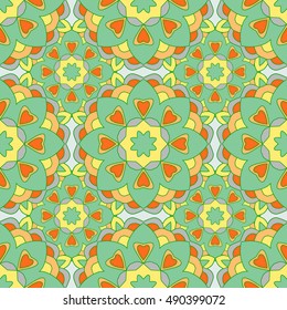 Seamless pattern with mandalas in beautiful colors for your design. Vector background