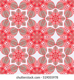 Seamless pattern with mandalas in beautiful colors for your design. Vector ornaments, background