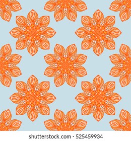 Seamless pattern with mandalas in beautiful colors. Vector background