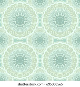 Seamless pattern with mandalas in beautiful colors. Vector background.