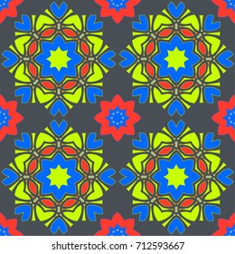 Seamless pattern with mandalas in beautiful colors. Vector background.