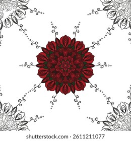Seamless pattern with mandalas. For coloring fabric, wallpaper, wrapping paper, background, texture.
