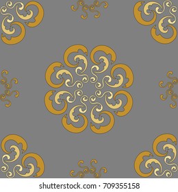 seamless pattern mandalas grey yellow