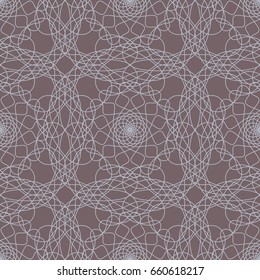 Seamless pattern of mandalas. Indian outline round ornament. Geometric seamless background of circular ornate elements. Ethnic oriental wallpaper. Fashion textile design. Vector illustration. 