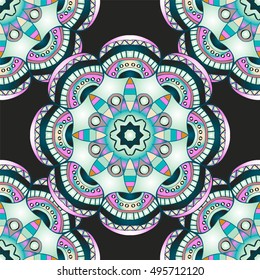 Seamless pattern with mandalas in modern nacre colors, trend of 2017 . Vector background