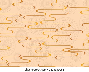 Seamless pattern with mandalas. Modern сhinese, oriental pattern for the decoration of greeting card, invitation, background, banner to celebrate the Chinese New Year or another oriental holiday.