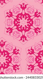 Seamless pattern with mandalas in pink colors. Vector illustration.