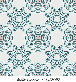 Seamless pattern with mandalas with shadows. Vector background