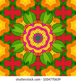 Seamless pattern with Mandalas. Vector ornaments, background. Seamless pattern with abstract ornament.