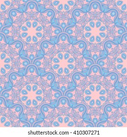 Seamless pattern with Mandalas. Vector ornaments in trendy colors of the year