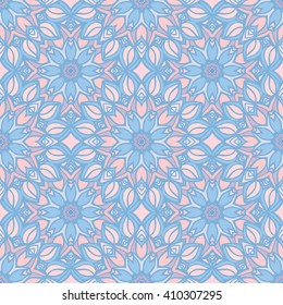 Seamless pattern with Mandalas. Vector ornaments in trendy colors of the year