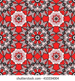 Seamless pattern with Mandalas. Vector ornaments in trendy colors for your design