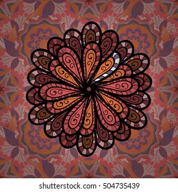 Seamless pattern with Mandalas. Vector ornaments, background
