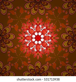 Seamless pattern with Mandalas. Vector ornaments, background. Orange, yellow.