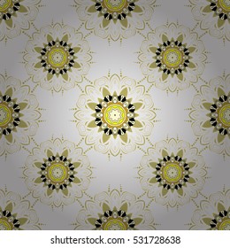 Seamless pattern with Mandalas. Vector ornaments, light background