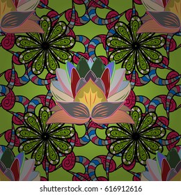 Seamless pattern with Mandalas. Vector ornaments, background. Seamless pattern with abstract ornament.