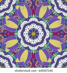 Seamless pattern with Mandalas. Vector ornaments, background. Seamless pattern with abstract ornament.